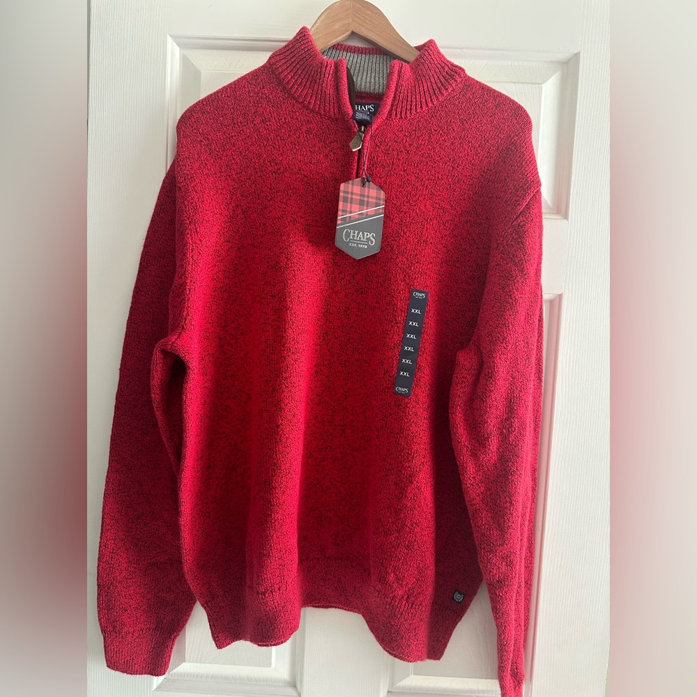 Chaps Men's Zip Sweater in Red